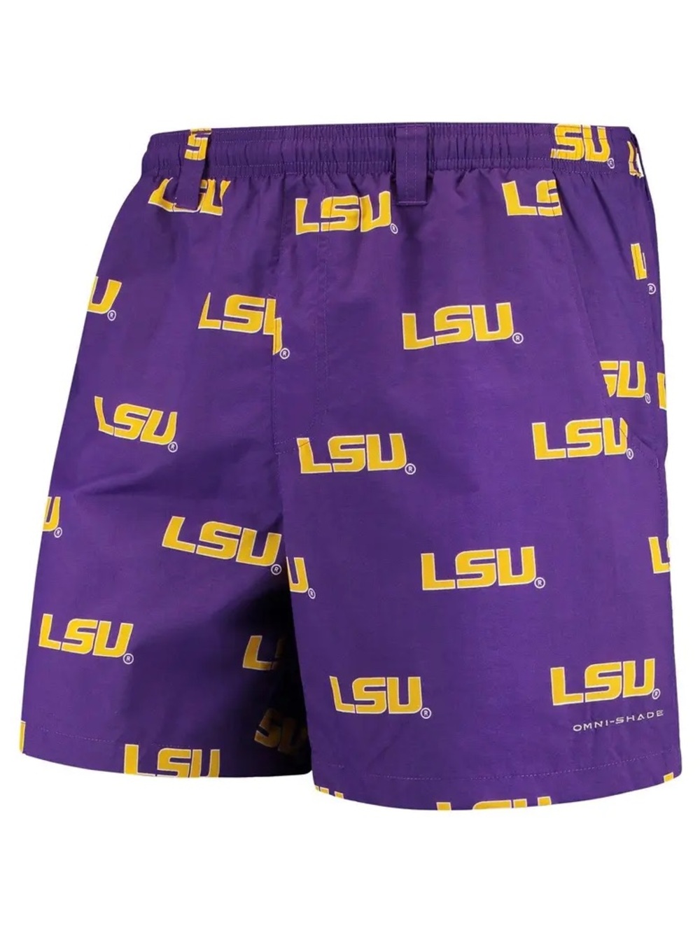 NWT Columbia PFG Omni shade LSU Purple Men's Shorts Medium 6” Inseam